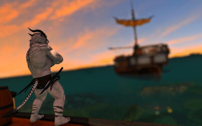 "Sun going down but party on boat just starting!"